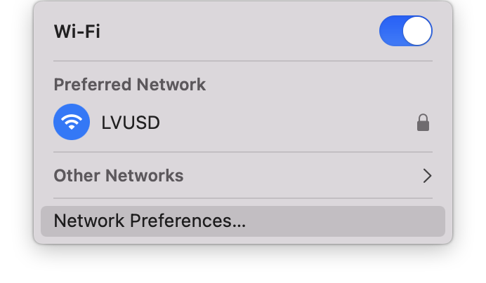 wifi window network preferences selected