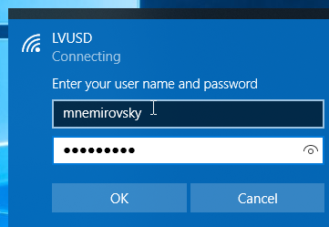 wifi username and password