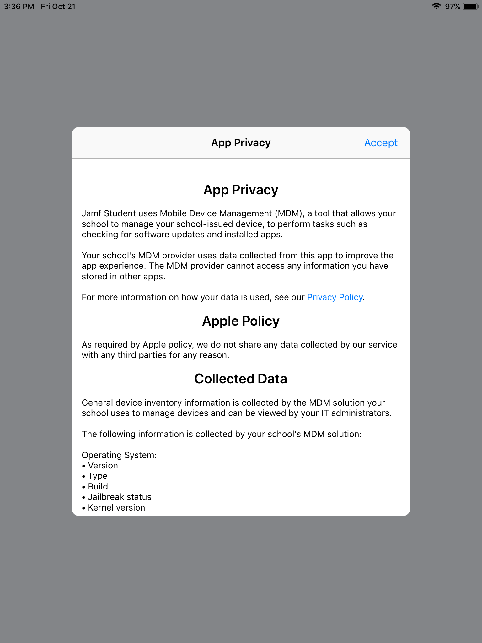 accept app privacy