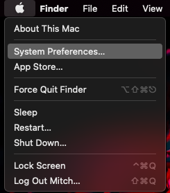 apple menu highlighted system preferences