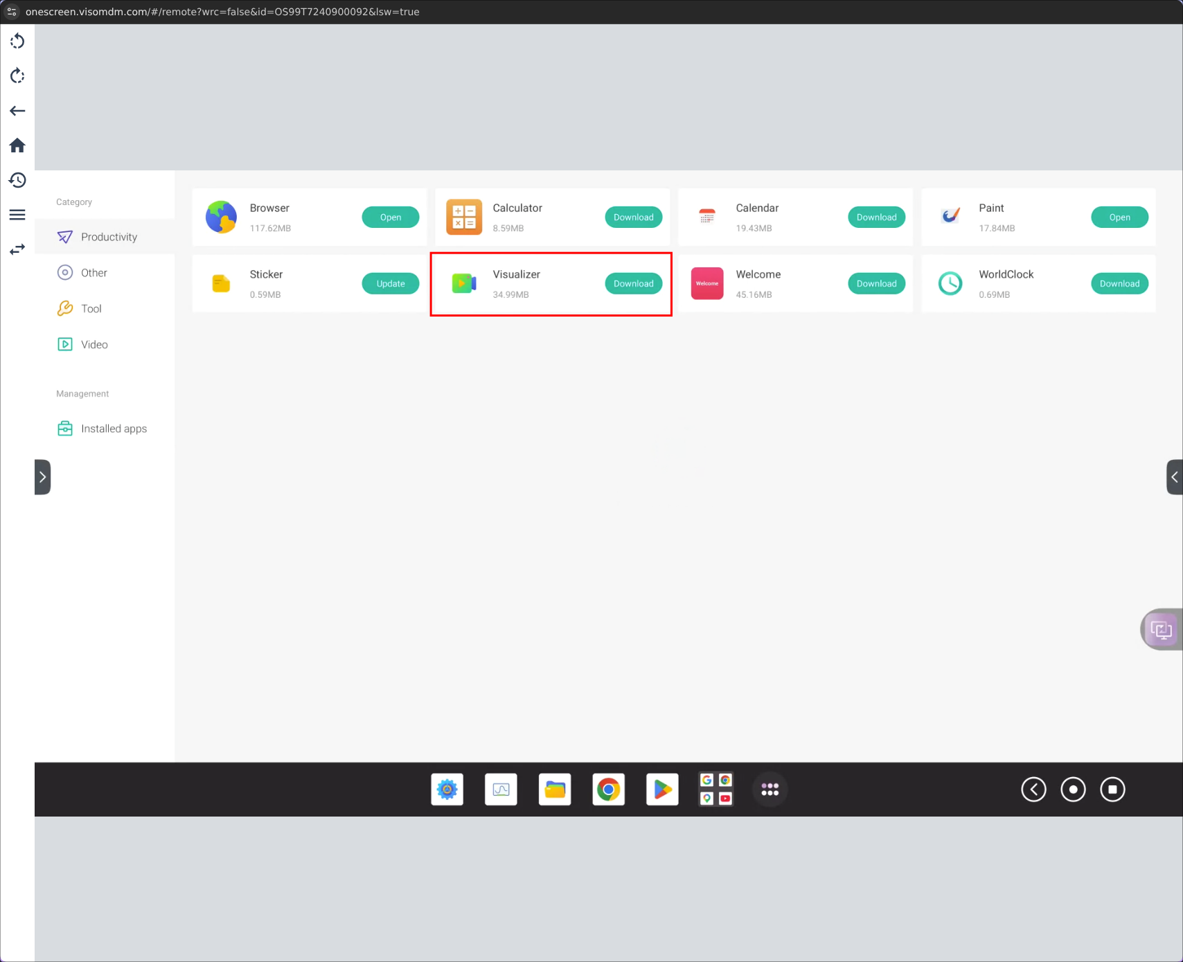 onescreen visualizer app install
