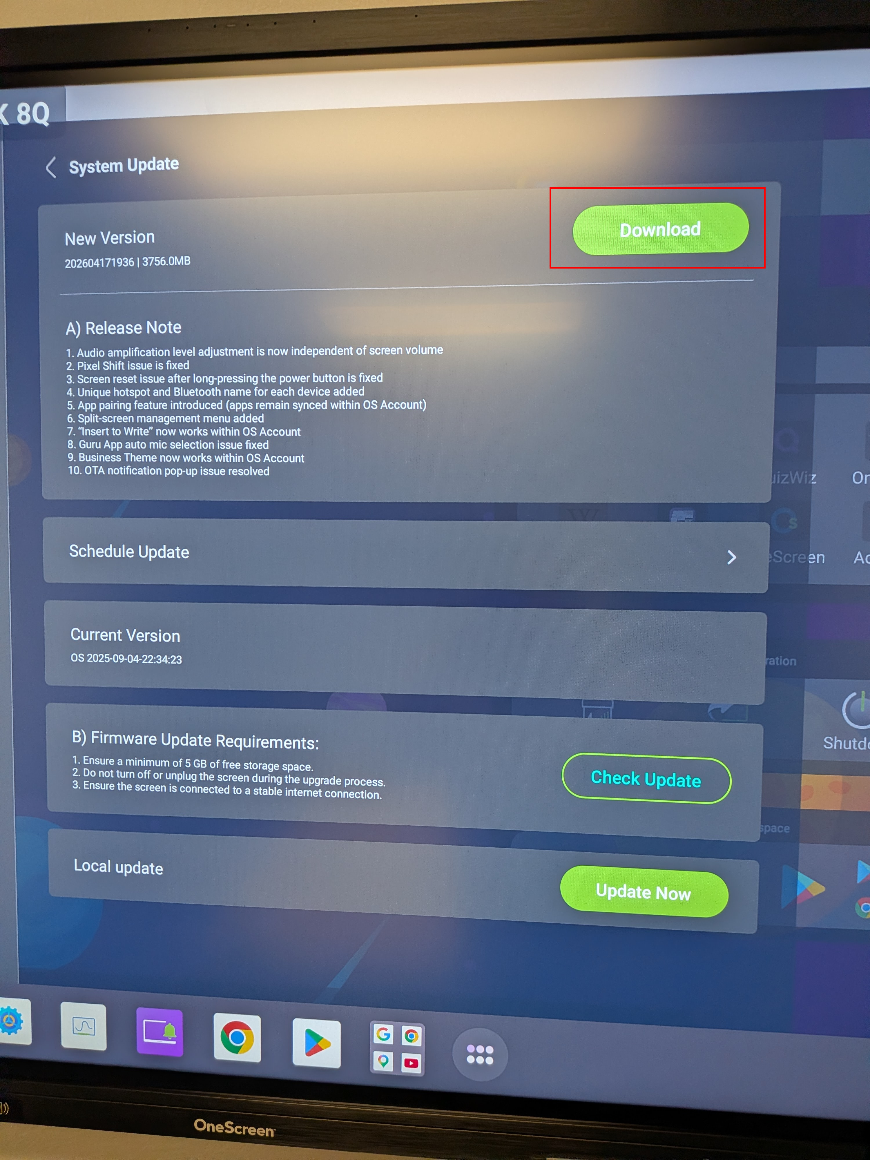 onescreen update step 3