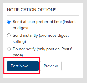 select post now or preview